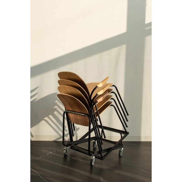 Трапезни столове в комплект с подлакътници/за подреждане 2 бр. от декор от орех в цвят кафяв коняк/в естествен цвят Book – Gazzda-image-1