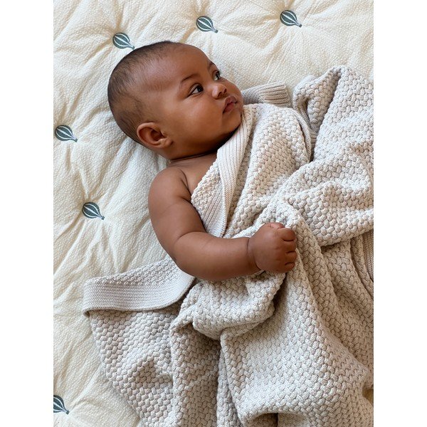 Светложълто/синьо  олекотено бебешко одеяло от органичен памук 90x120 cm Balloon – Cam Cam Copenhagen-image-3