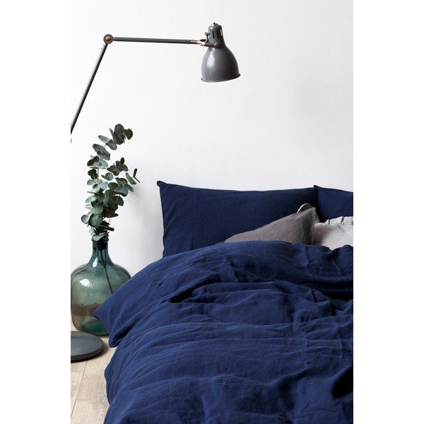 Námořnicky modrý lněný povlak na polštář Linen Tales, 70 x 90 cm-image-1