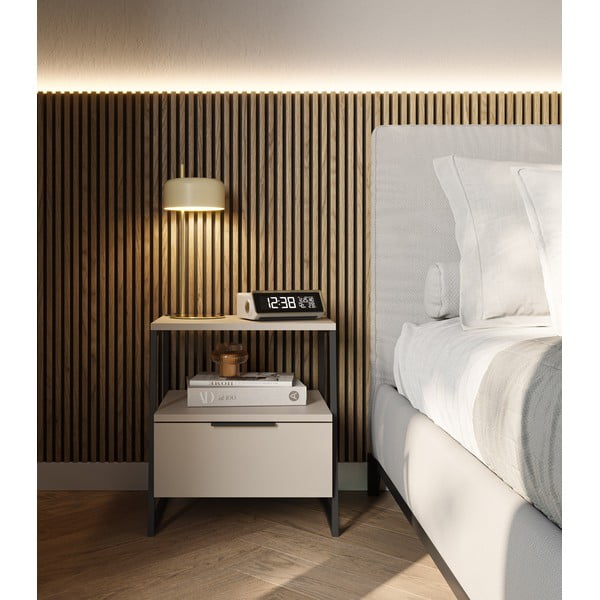 Кремаво нощно шкафче Velia – Marckeric-image-1