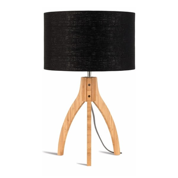 Настолна лампа Annapurna с черен абажур и бамбукова конструкция - Good&Mojo