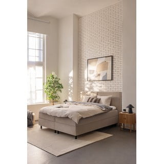 Бежово боксспринг легло с място за съхранение 180x200 cm Elva Bold – Bonami Selection