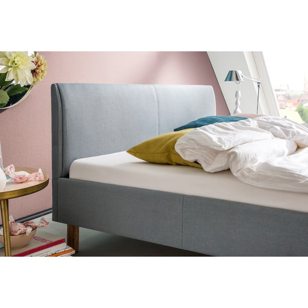 Синьо /сиво двойно легло 140x200 cm тапицирано без ламелно дъно Lena – Meise Möbel-image-2