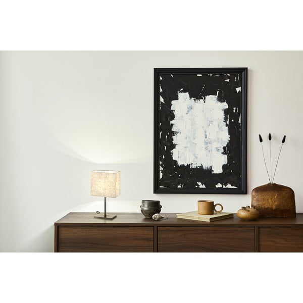 Черно-бежова настолна лампа с текстилен абажур (височина 30 cm) Kate – Fischer & Honsel-image-1