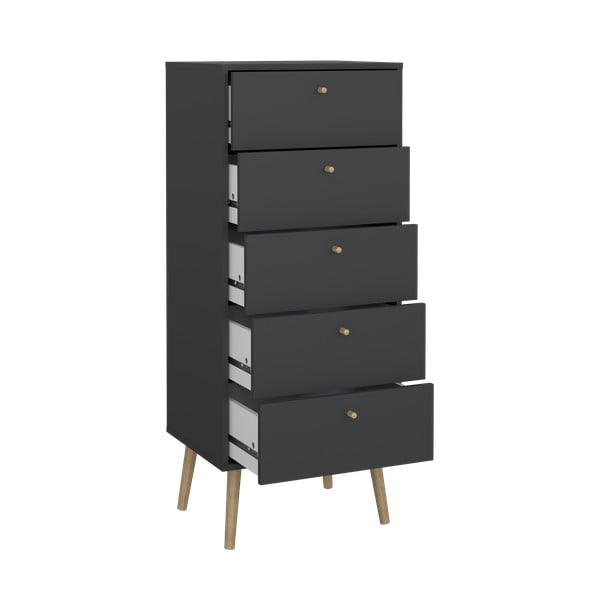 Антрацитен висок скрин 50x120 cm Bodo - Tvilum-image-3