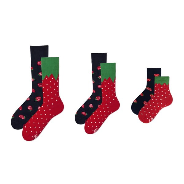 Rodinná sada 3 párů ponožek Many Mornings Strawberry Medium