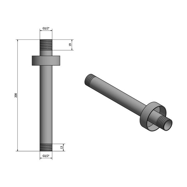 Матово черна месингова част за свързване към душ – Sapho-image-1