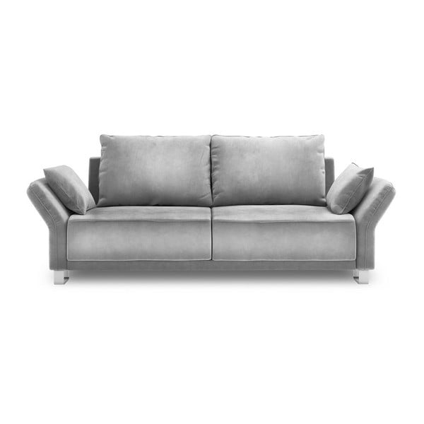 Светлосив триместен разтегателен диван с кадифена тапицерия Pyxis - Windsor & Co Sofas