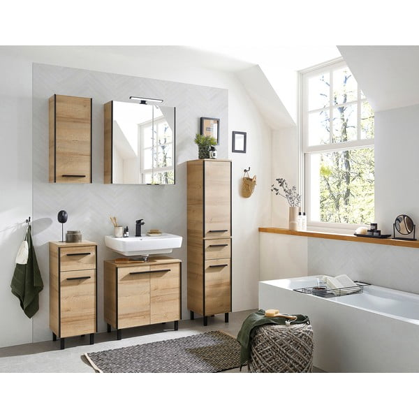 Стенен шкаф за мивка от декор от дъб  в естествен цвят 53x60 cm Quickset 395 – Pelipal-image-1