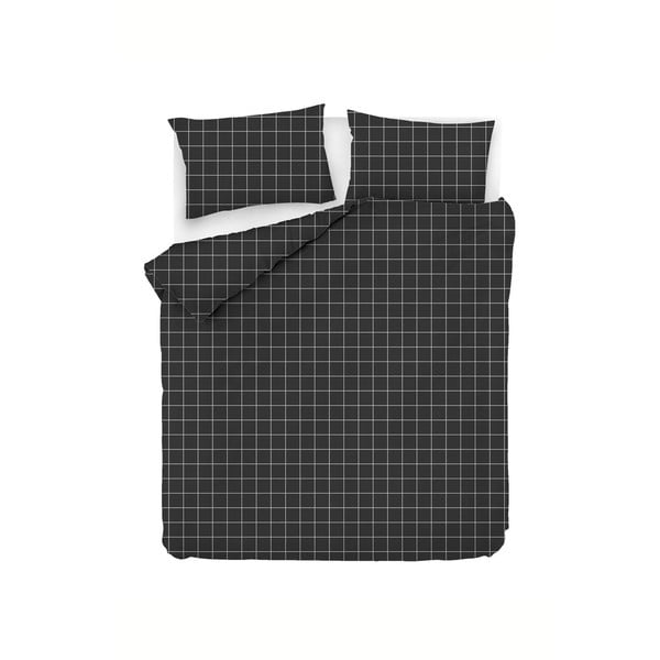 Черно удължено памучно спално бельо за двойно легло 200x220 cm Piga - Mijolnir