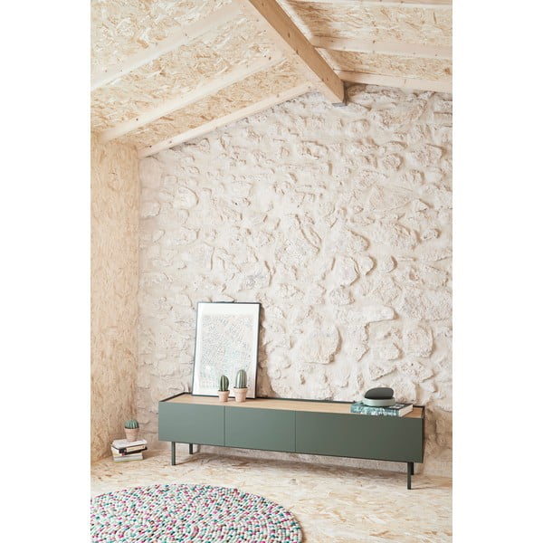 Зелена/естествена маса за телевизор от декор от дъб  180x45 cm Arista – Teulat-image-1