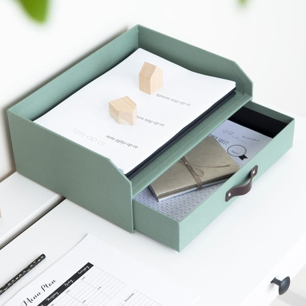 Зелен картонен органайзер за чекмедже/за докумнети Walter Canvas Paper Laminate – Bigso-image-3