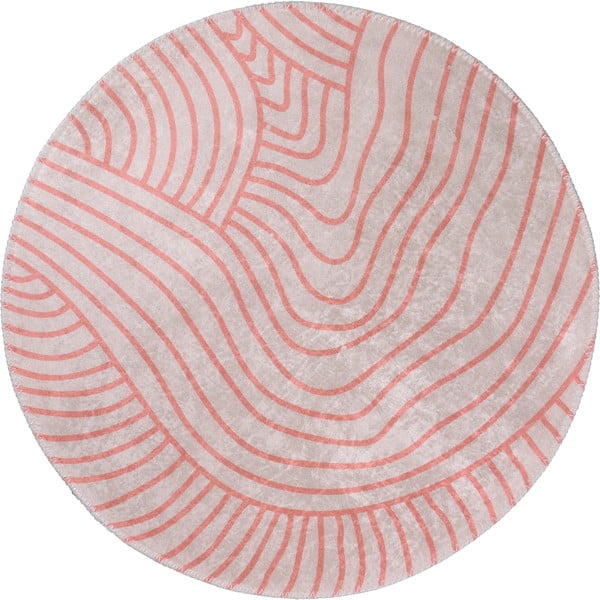 Миещ се кръгъл килим в светло розово и кремаво ø 80 cm Yuvarlak - Vitaus