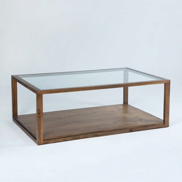 Konferenční stolek z lakovaného dřeva a skla Thai Natura, 130 x 80 cm