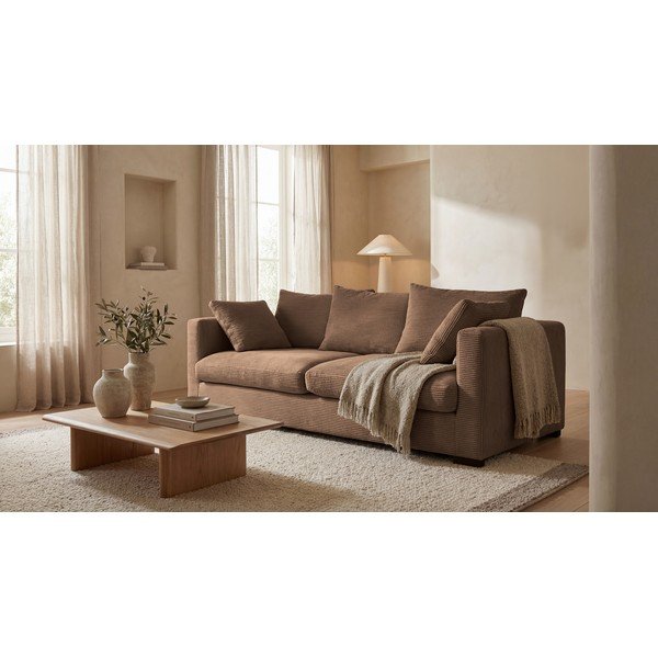Светлокафяв велурен диван 220 cm Comfy - Scandic-image-1