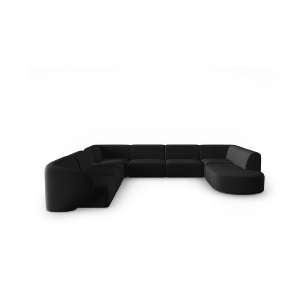 Черен кадифен ъглов диван (ляв ъгъл/U форма) Paolo – Milo Casa