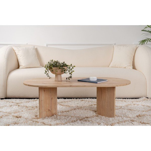 Масичка за кафе с дъбов декор  в естествен цвят 60x119 cm Sable – Kalune Design-image-3