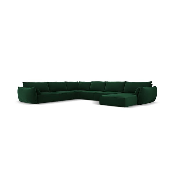 Тъмнозелен кадифен ъглов диван (ляв ъгъл/U форма) Vanda – Mazzini Sofas-image-2