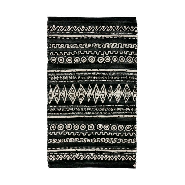 Черно-бял памучен килим , 55 x 110 cm Ethnic - Webtappeti