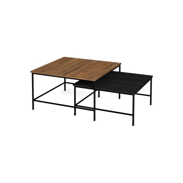 Масички за кафе с плот от орехово дърво в комплект от 2 броя 80x80 cm Fiorenza - Marckeric-image-2
