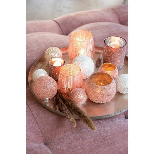 Комплект от 8 коледни орнамента от бяло стъкло Pearl - J-Line-image-1