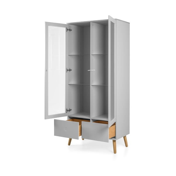 Сива витрина с крака от дъбово дърво, височина 175 cm Dot - Tenzo-image-3