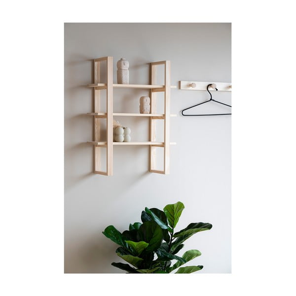 Двуетажна етажерка от масивна дървесина от павловния в естествен цвят 48 см Santiago - House Nordic-image-4