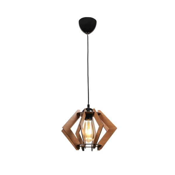 Черна лампа за таван с дървен абажур - Squid Lighting