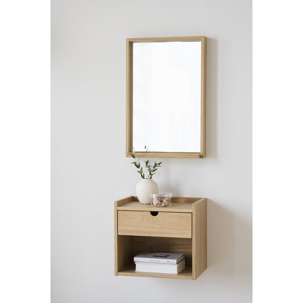 Висящо нощно шкафче с рафтове, изработено от дъбова дървесина в естествен цвят Hillmond - Rowico-image-1