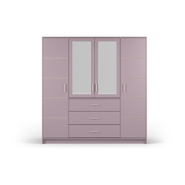 Розов гардероб с огледало 196x200 cm Burren - Cosmopolitan Design