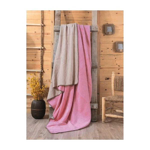 Розово и бежово одеяло Sandra, 200 x 220 cm - Mijolnir