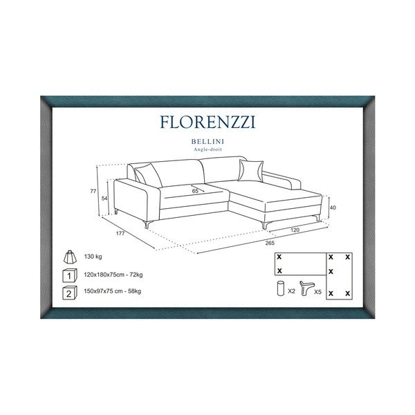 Червен диван Bellini, десен ъгъл - Florenzzi-image-1