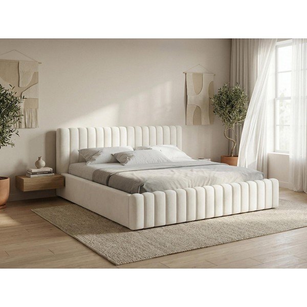 Тъмнозелено двойно легло 180x200 cm тапицирано с място за съхранение с включена подматрачна рамка Lemi – Makamii-image-1