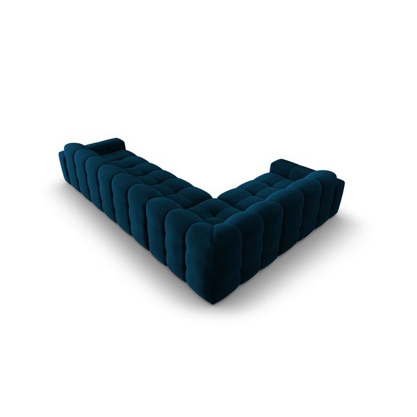 Тъмносин ъглов диван от кадифе (ляв ъгъл) Kendal - Micadoni Home-image-4