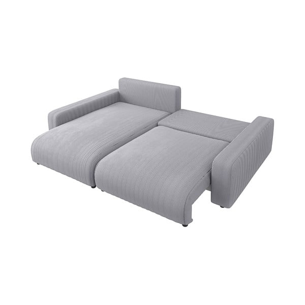 Светлосив разтегателен ъглов диван от рипсено кадифе (променлив) Sara – Ropez-image-4