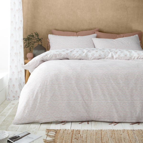 Бяло двойно  спално бельо 200x200 cm Woodblock Floral – Pineapple Elephant-image-2