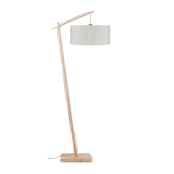 Подова лампа със светлобежов абажур и бамбукова структура Andes - Good&Mojo