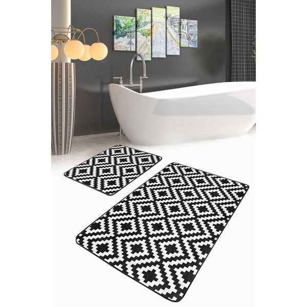 Бели/черни килими за баня в комплект 2 бр. 60x100 cm – Mila Home-image-2