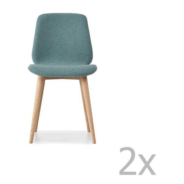 Комплект от 2 светлосини трапезни стола с масивни дъбови крака WOOD AND VISION Cut - Wood and Vision