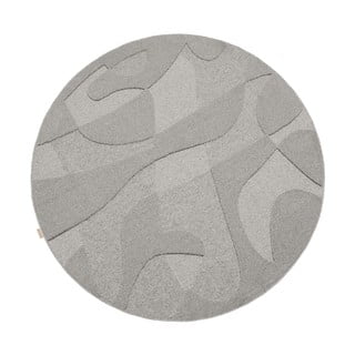 Сив вълнен кръгъл килим ø 120 cm Morphic Botanica – Agnella