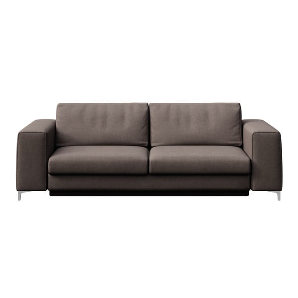 Кафяво-сив кадифен сгъваем диван 256 cm Rene – Rodier
