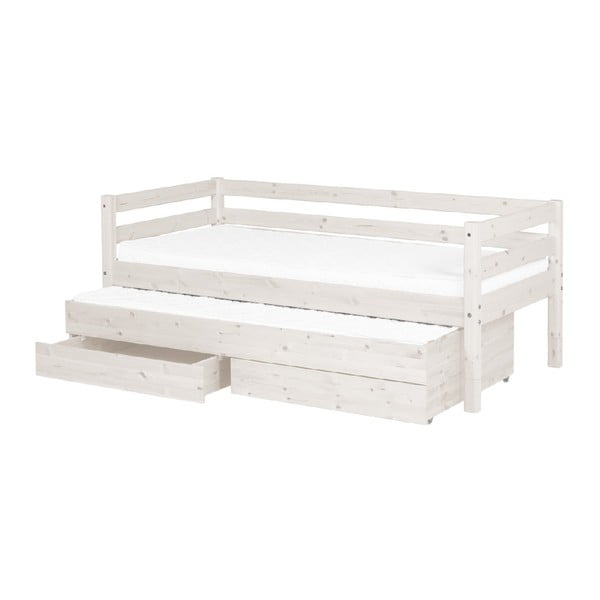 Детско легло от бял бор с разтегателно легло и 2 чекмеджета , 90 x 200 cm Classic - Flexa