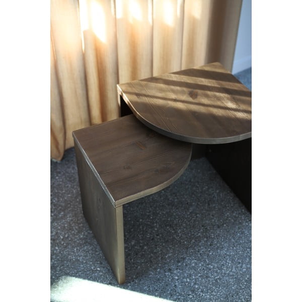 Тъмнокафяви масички за кафе в комплект 2 бр. от масивен бор Combine – Karup Design-image-4