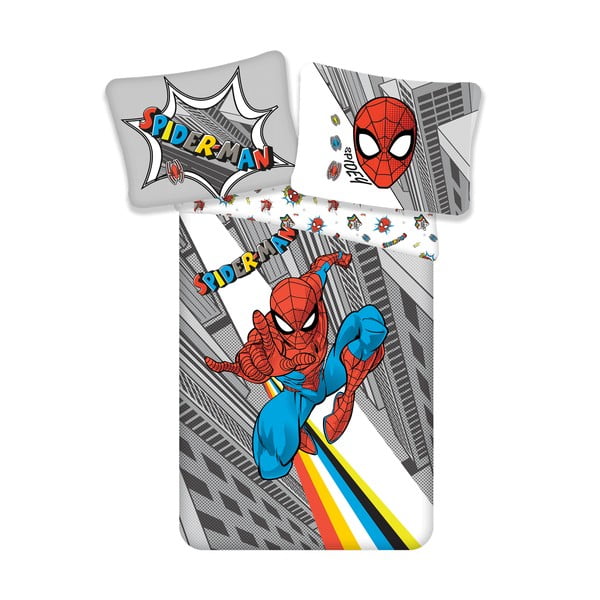 Сиво памучно бебешко спално бельо Spiderman, 140 x 200 cm Spider man - Jerry Fabrics