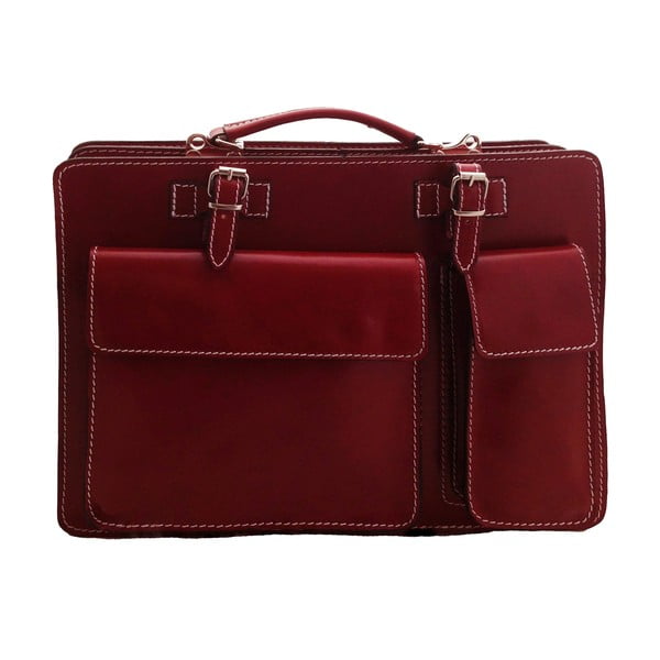 Kožená kabelka/kufřík Cortese, červená