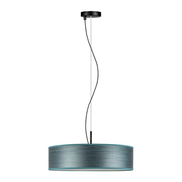 Сиво-синя висяща лампа с абажур от естествен фурнир Ocho - Bulb Attack