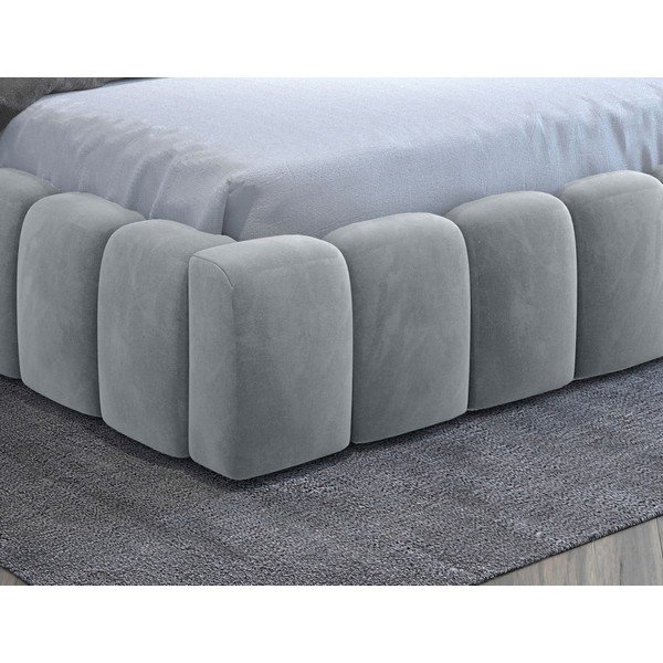 Светлосиво тапицирано двойно легло с място за съхранение и включена подматрачна рамка 180x200 cm Lamica – ELTAP-image-4