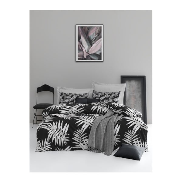 Чаршаф за двойно легло от памук Ранфорс, черен, 200 x 220 cm Palmiye - Mijolnir