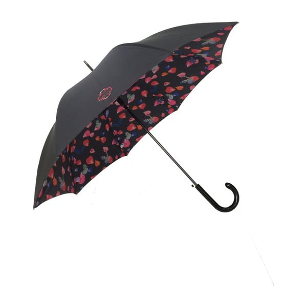 Černý holový deštník s růžovými detaily Ambiance Enamorado, ⌀ 104 cm