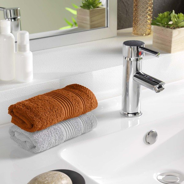 Теракотена памучна кърпа от тери 30x50 cm Tendresse – douceur d'intérieur-image-1